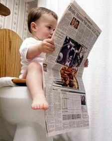 Baby reading news